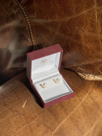 18K Yellow Gold Mother of Pearl Butterfly Stud Earrings