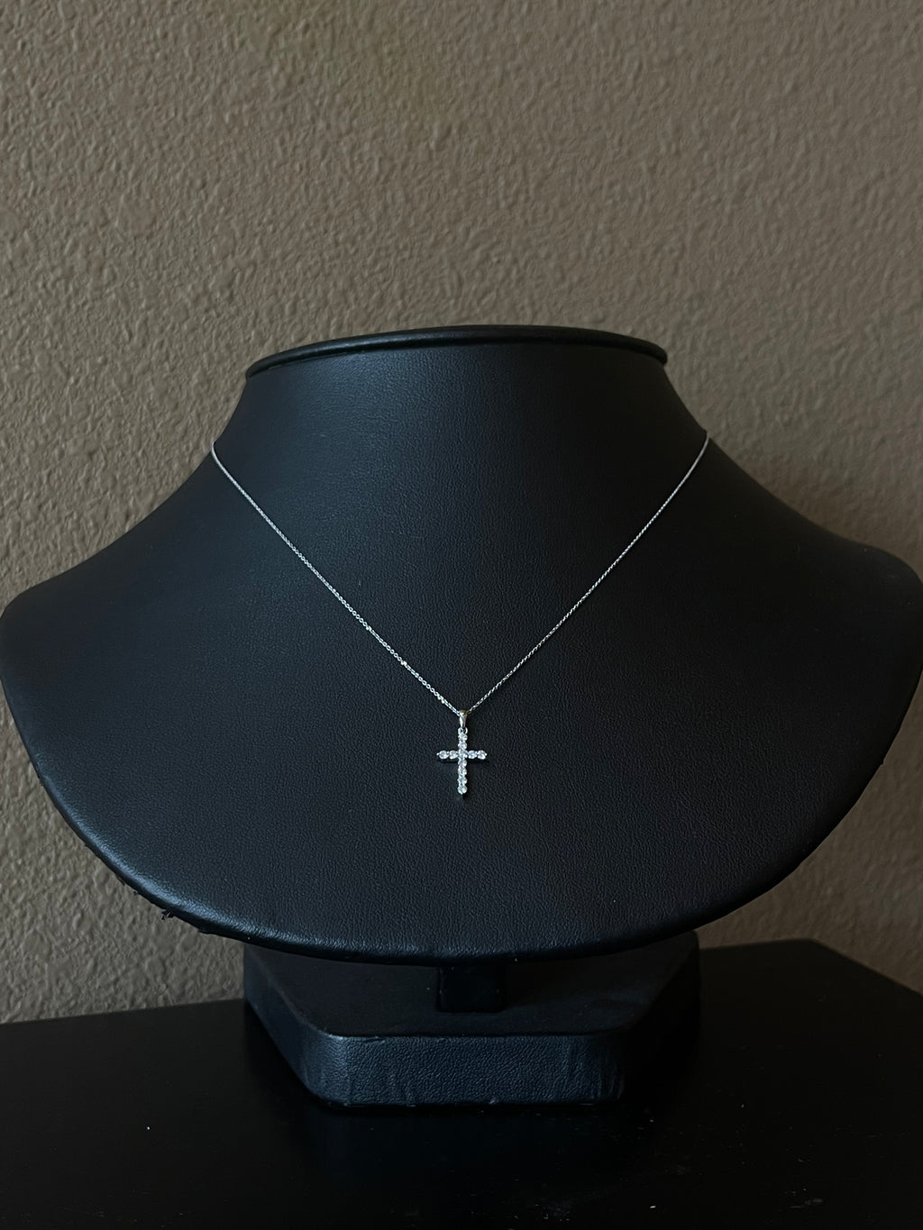 Elegant Diamond Cross Necklace in 14k White Gold