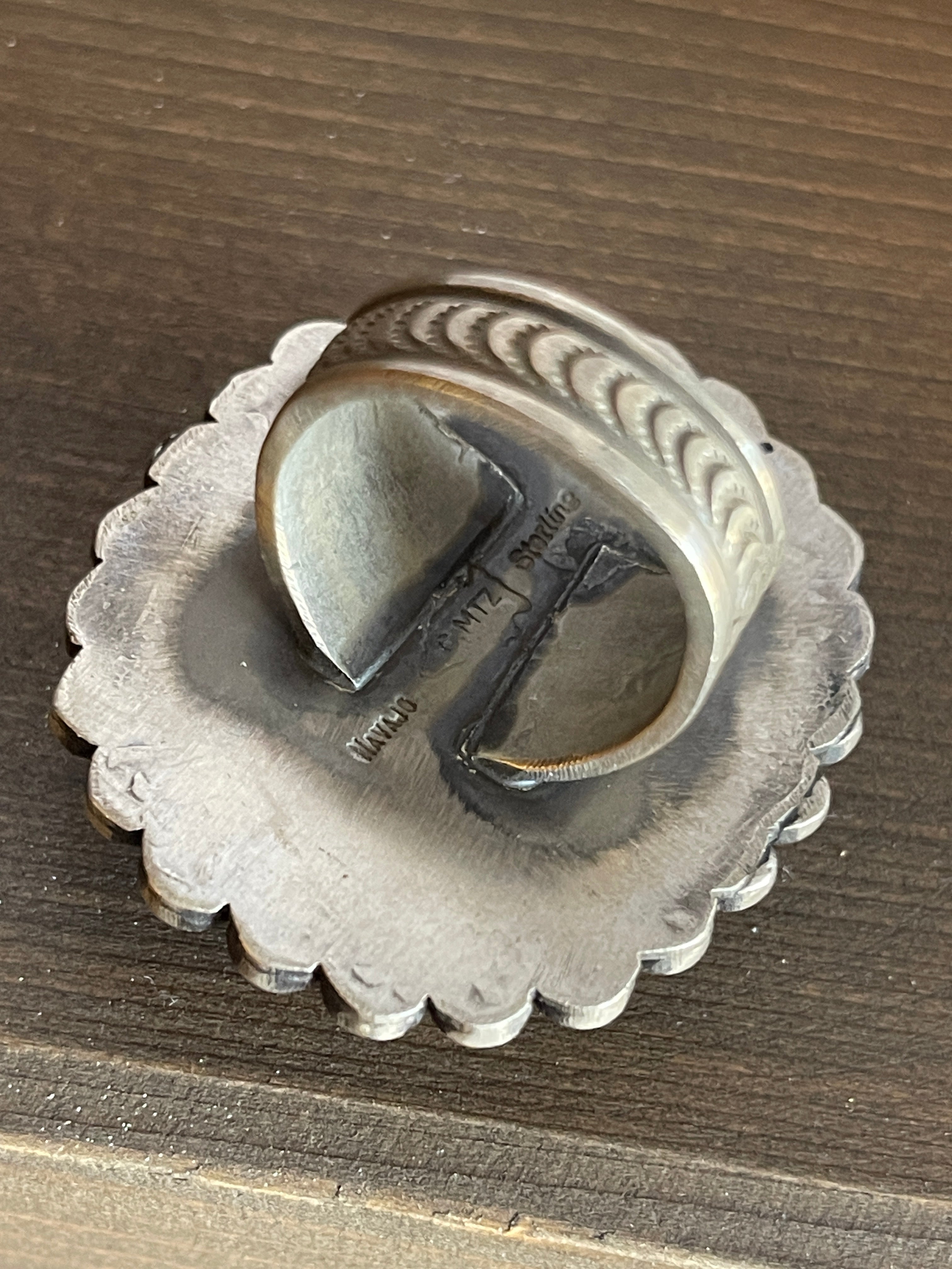 Calvin Martinez Navajo Handmade Sterling Silver Royston Turquoise Ring, Size 8