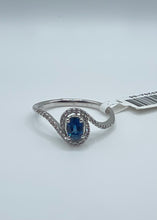 Load image into Gallery viewer, 14k White Gold Oval Sapphire and Diamond Ring
