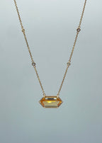 Citrine and Diamond Necklace in 18k Yellow Gold