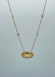 Citrine and Diamond Necklace in 18k Yellow Gold