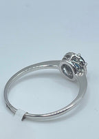 14k White Gold Round Sapphire and Diamond Halo Ring