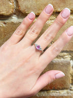 Pink Sapphire Diamond Halo Ring