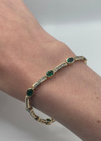 14k Yellow Gold Diamond and Emerald Bracelet