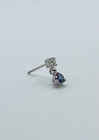 Sapphire and Diamond Platinum Dangle Earrings - 0.39ct Diamonds, 0.58ct Sapphires
