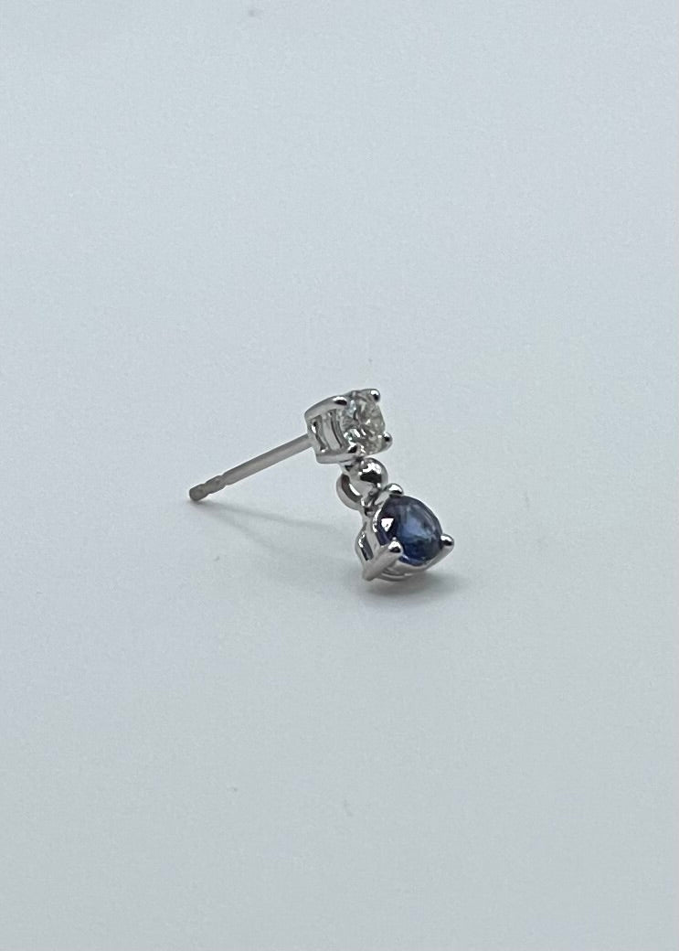 Sapphire and Diamond Platinum Dangle Earrings - 0.39ct Diamonds, 0.58ct Sapphires