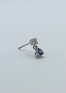 Sapphire and Diamond Platinum Dangle Earrings - 0.39ct Diamonds, 0.58ct Sapphires