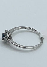 Load image into Gallery viewer, 14k White Gold Round Sapphire and Diamond Halo Ring
