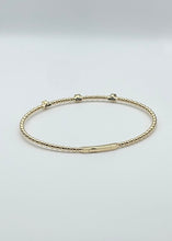 Load image into Gallery viewer, 14K Yellow Gold and 3 Stone Diamond Flexi Bangle - 0.21ctw, Beaded Design
