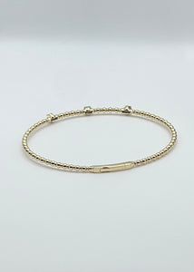 14K Yellow Gold and 3 Stone Diamond Flexi Bangle - 0.21ctw, Beaded Design