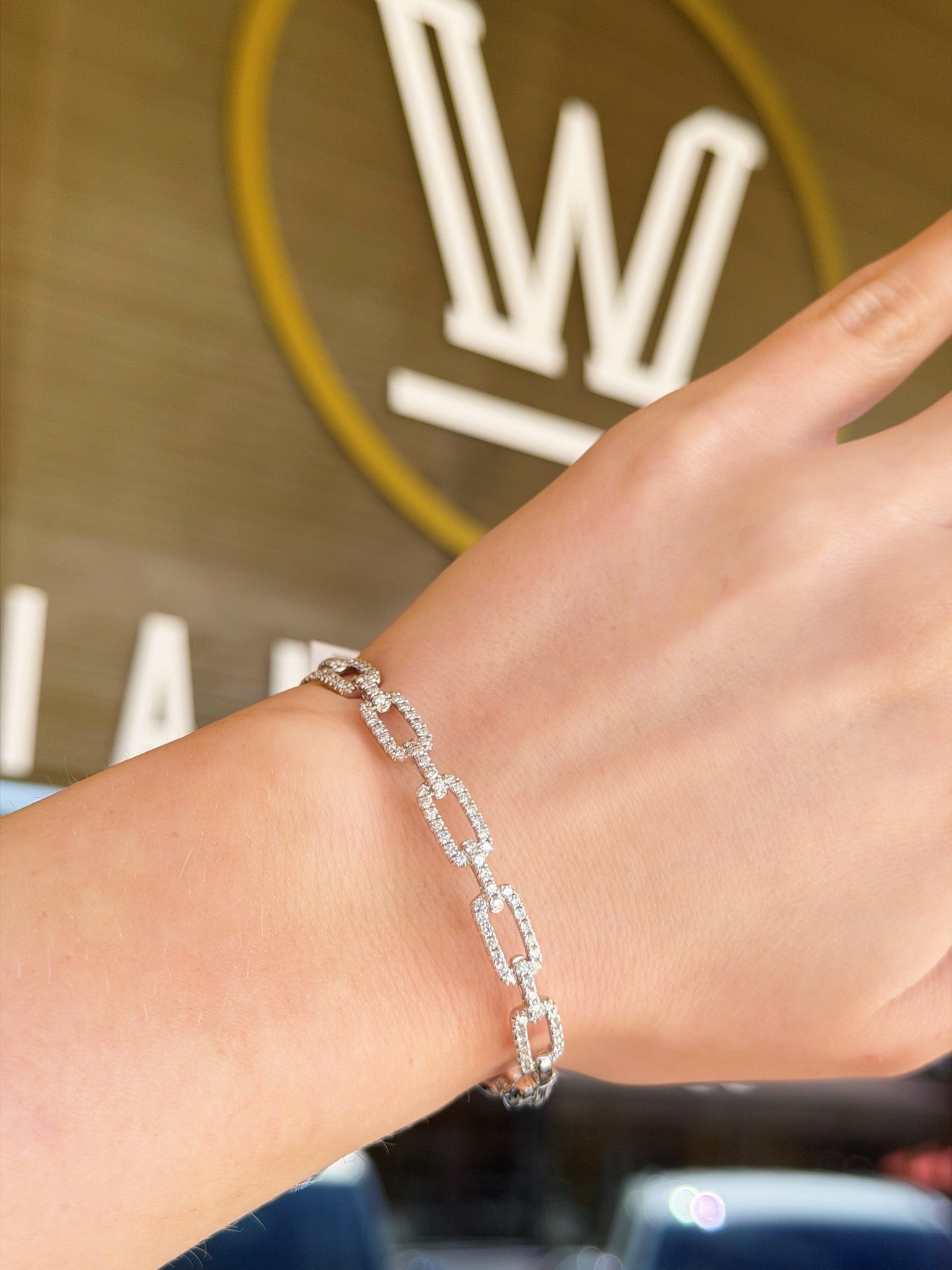 Diamond Link Bangle Bracelet