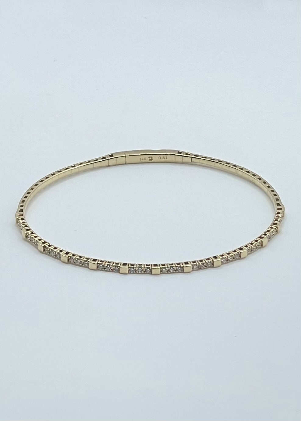 14K Yellow Gold and Diamond Flexi Bangle - 0.51ct Princess Cut Diamonds