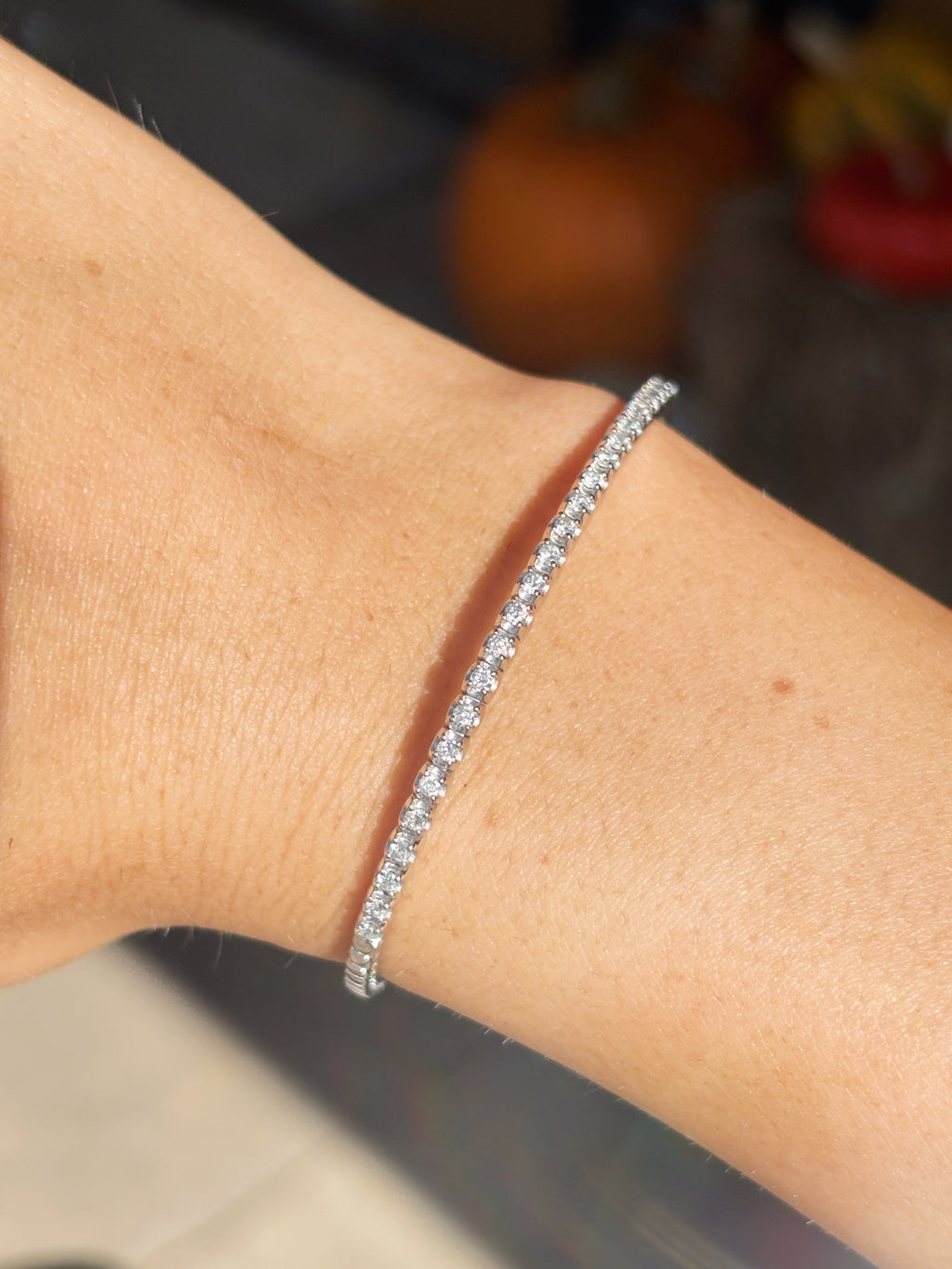 14K White Gold Halfway Diamond Bracelet