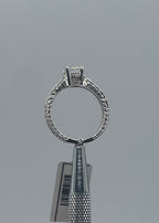 Classic 14K White Gold Round-Cut Diamond Engagement Ring with Engraved Band - 0.97 Carat, Lab F VS1