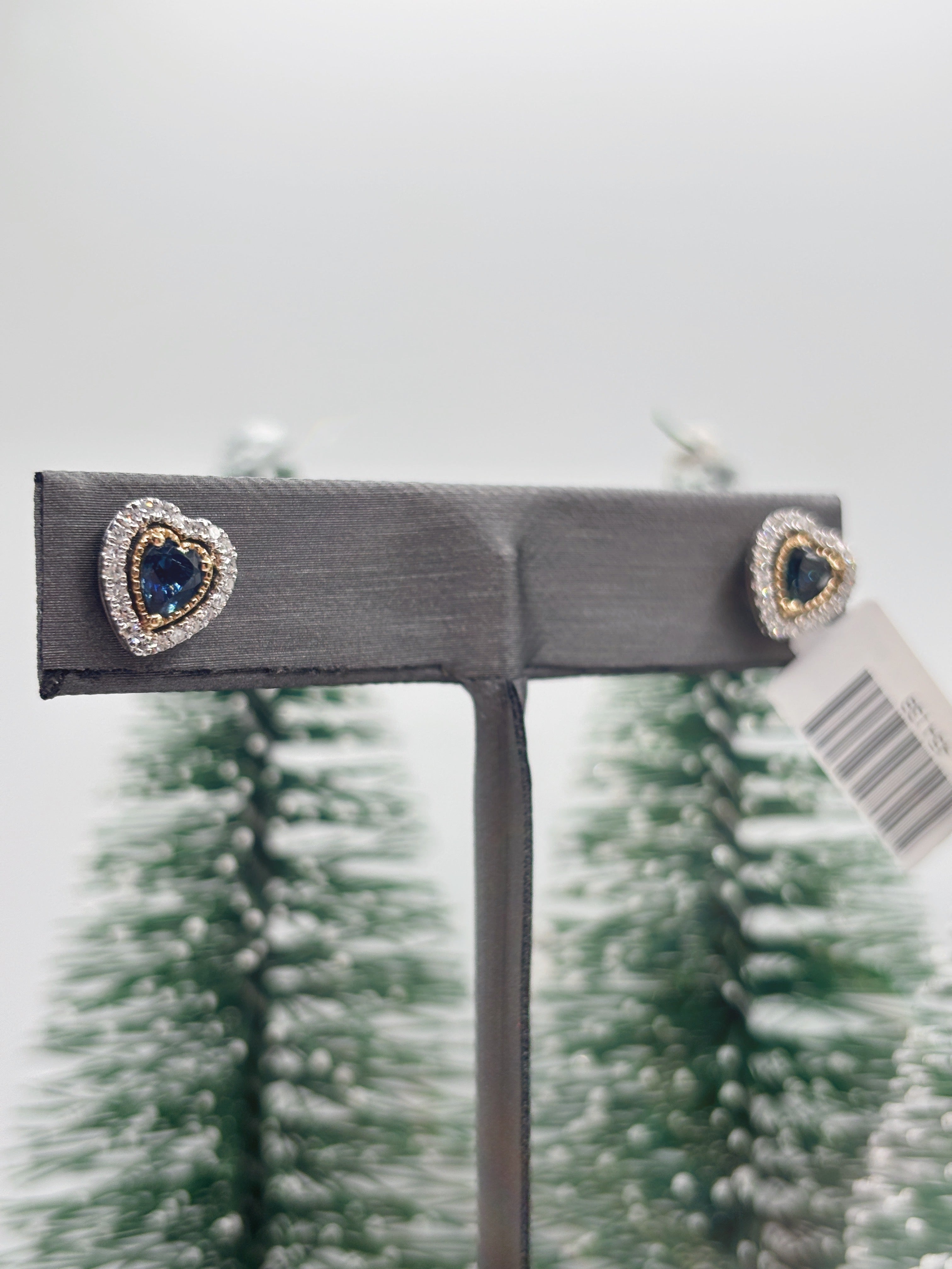 Heart Shaped Sapphire Stud Earrings