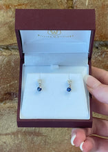 Load image into Gallery viewer, Sapphire and Diamond Platinum Dangle Earrings - 0.39ct Diamonds, 0.58ct Sapphires
