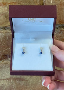 Sapphire and Diamond Platinum Dangle Earrings - 0.39ct Diamonds, 0.58ct Sapphires