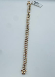 14k Yellow Gold Cuban Link Diamond Bracelet