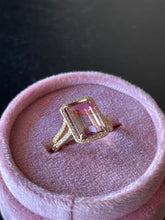 Load image into Gallery viewer, 18k Yellow Gold Pink and Lavender Bi-Color Tourmaline &amp; Diamond Ring, Size 7
