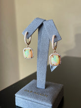 Load image into Gallery viewer, Opal and Diamond Rose Gold Dangle Earrings
