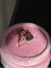 Load image into Gallery viewer, 18k Yellow Gold Pink and Lavender Bi-Color Tourmaline &amp; Diamond Ring, Size 7
