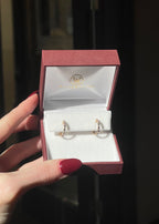 14k Yellow Gold Alternating Diamond and Blue Sapphire Huggie Earrings