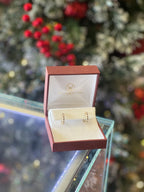 14k Yellow Gold Alternating Diamond and Blue Sapphire Huggie Earrings