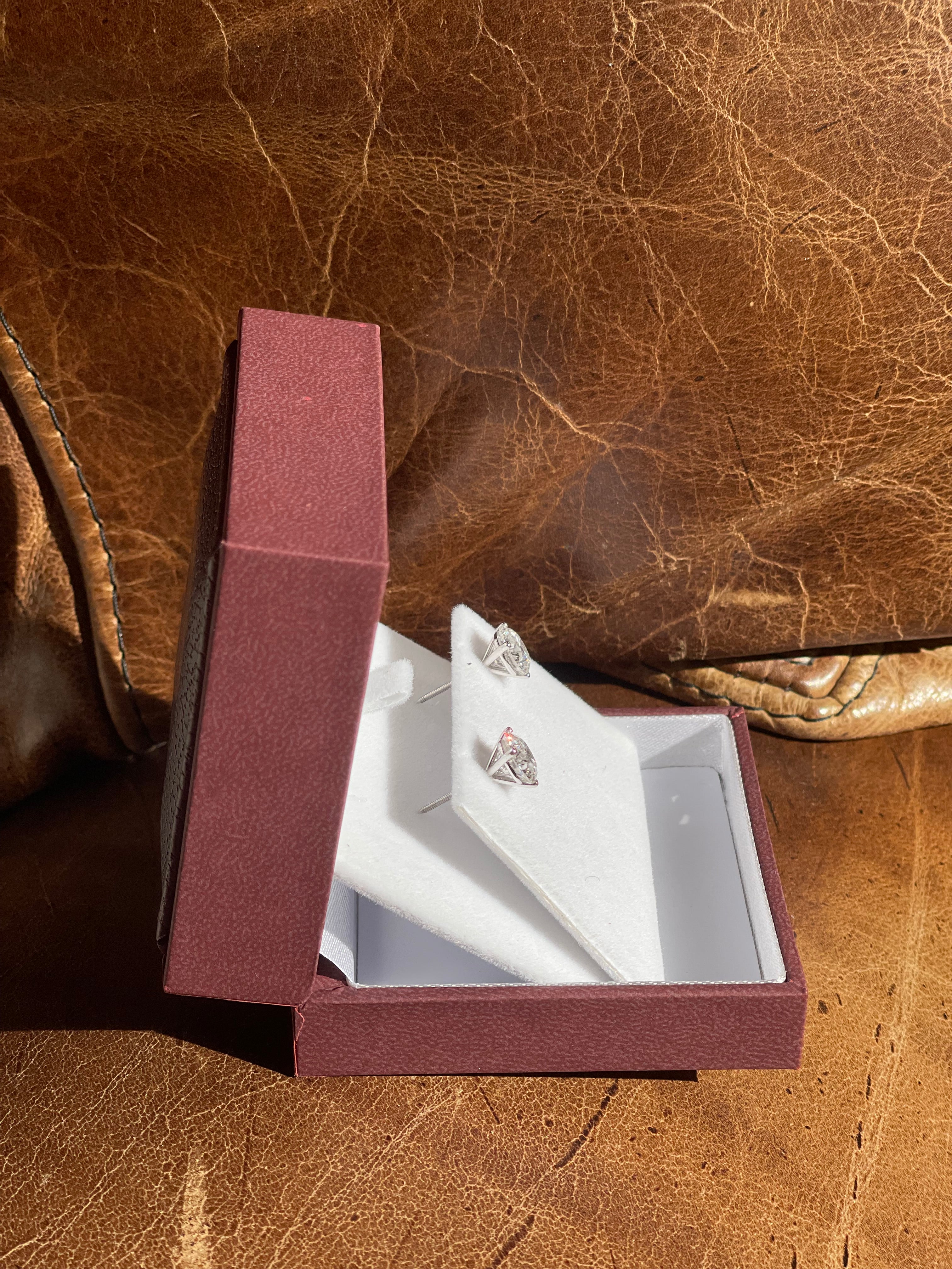 4.16ctw E VVS2 Lab Diamond Stud Earrings in 14k White Gold