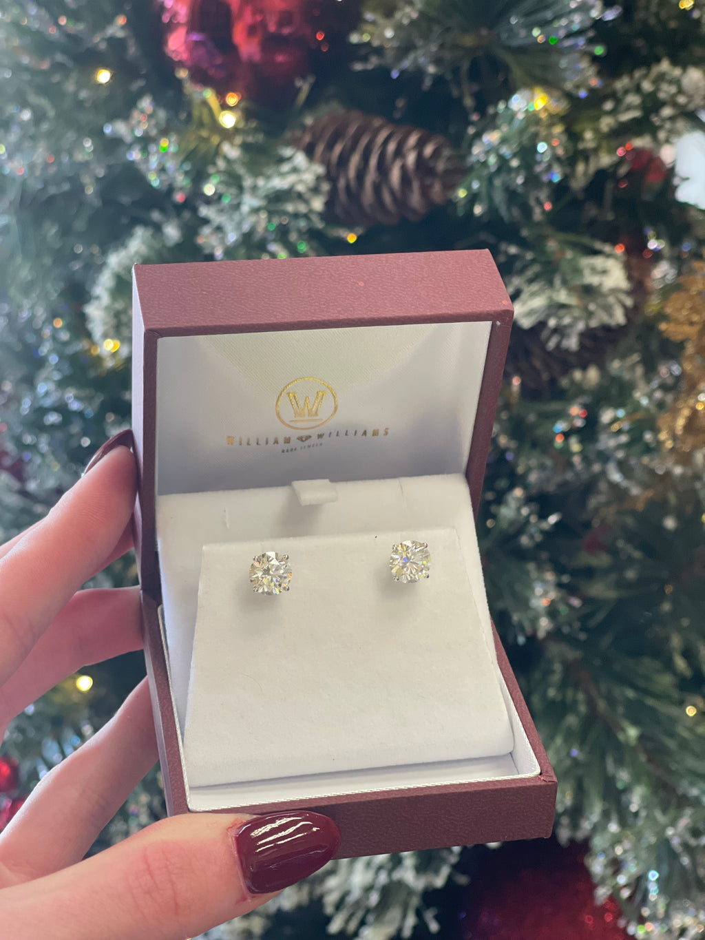 4.16ctw E VVS2 Lab Diamond Stud Earrings in 14k White Gold