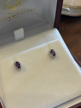 Load image into Gallery viewer, 14K White Gold Purple Alexandrite and Diamond Earrings
