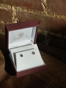 14K White Gold Purple Alexandrite and Diamond Earrings