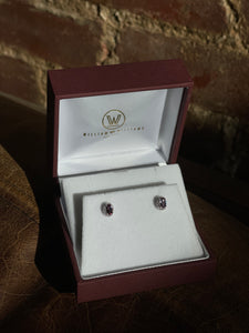 14K White Gold Purple Alexandrite and Diamond Earrings