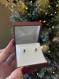 14K White Gold Purple Alexandrite and Diamond Earrings