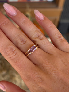 14K Yellow Gold Amethyst Split Band Ring with Diamond Accent