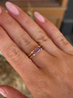 14K Yellow Gold Amethyst Split Band Ring with Diamond Accent