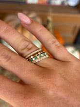 Load image into Gallery viewer, 14K Yellow Gold Emerald and Diamond Stackable Ring
