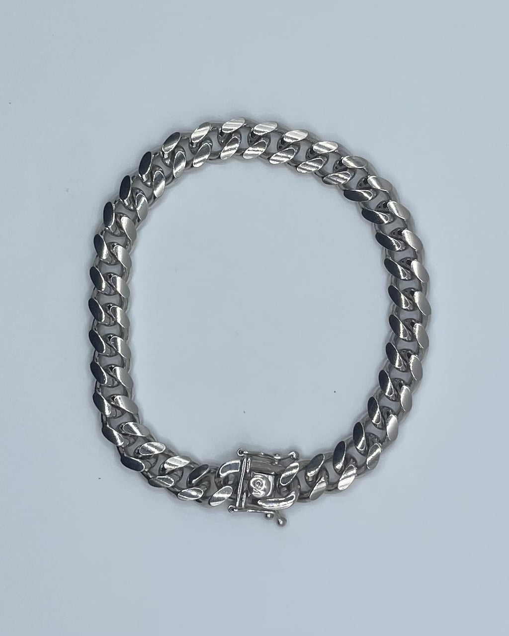 Rhodium Plated Sterling Silver Miami Cuban Link Bracelet - 8"