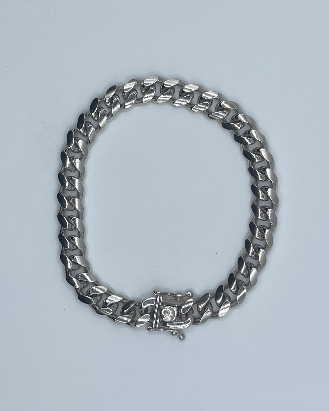 Rhodium Plated Sterling Silver Miami Cuban Link Bracelet - 8"