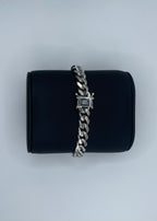 Rhodium Plated Sterling Silver Miami Cuban Link Bracelet - 8"