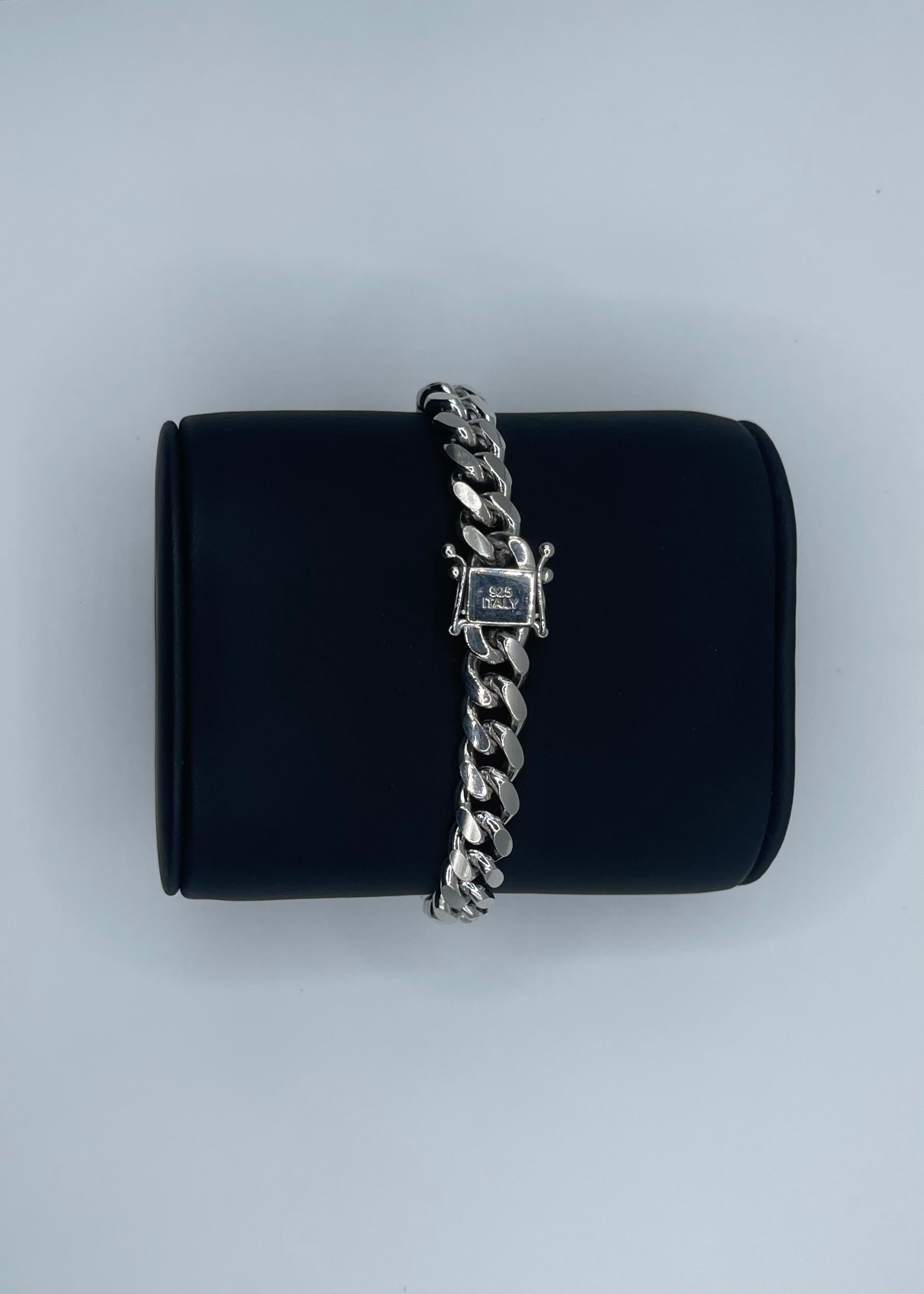 Rhodium Plated Sterling Silver Miami Cuban Link Bracelet - 8"