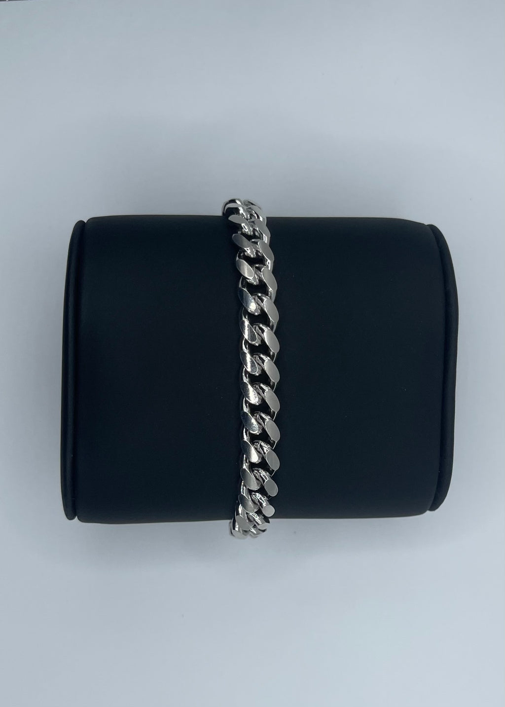 Rhodium Plated Sterling Silver Miami Cuban Link Bracelet - 8"