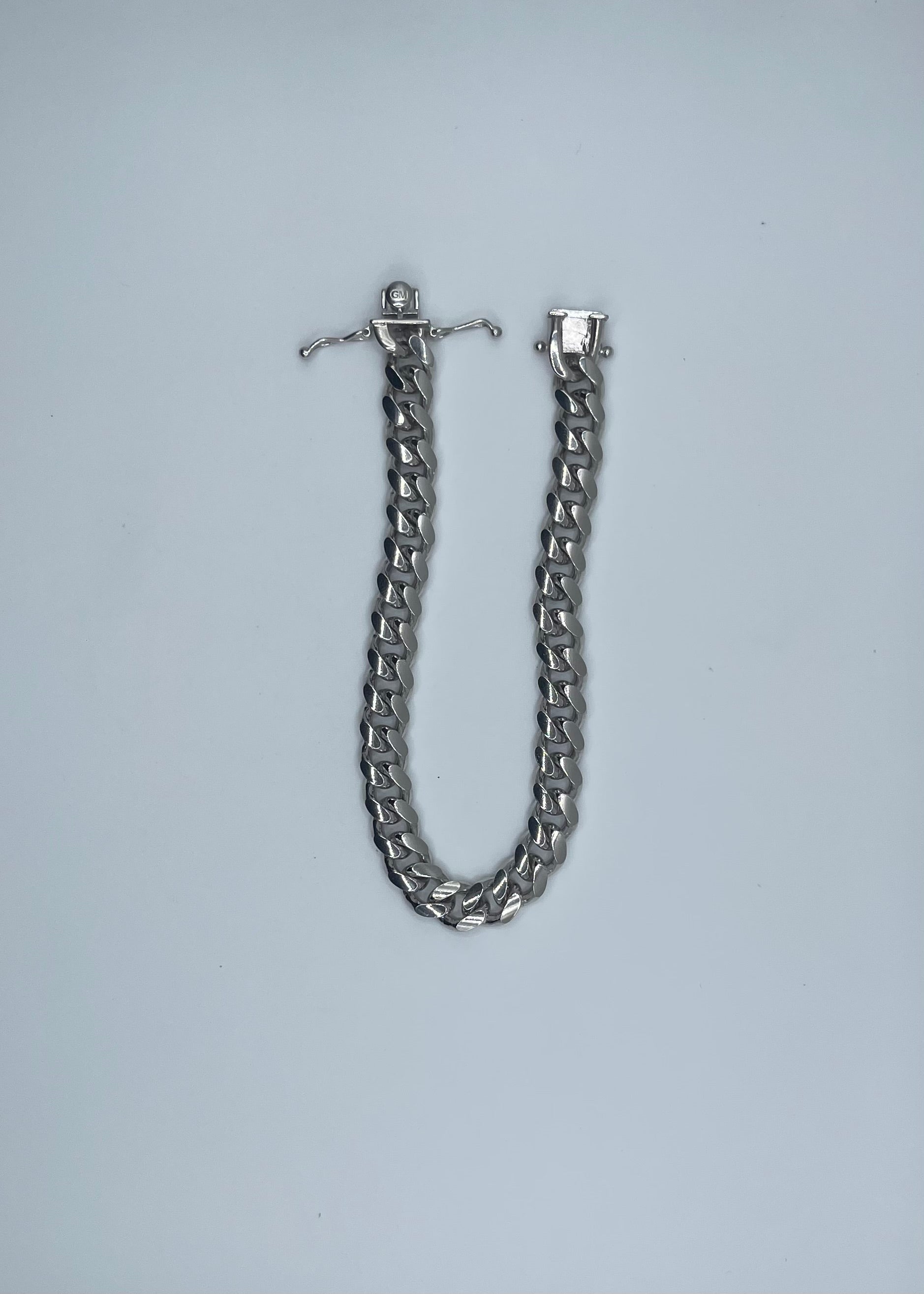 Rhodium Plated Sterling Silver Miami Cuban Link Bracelet - 8"