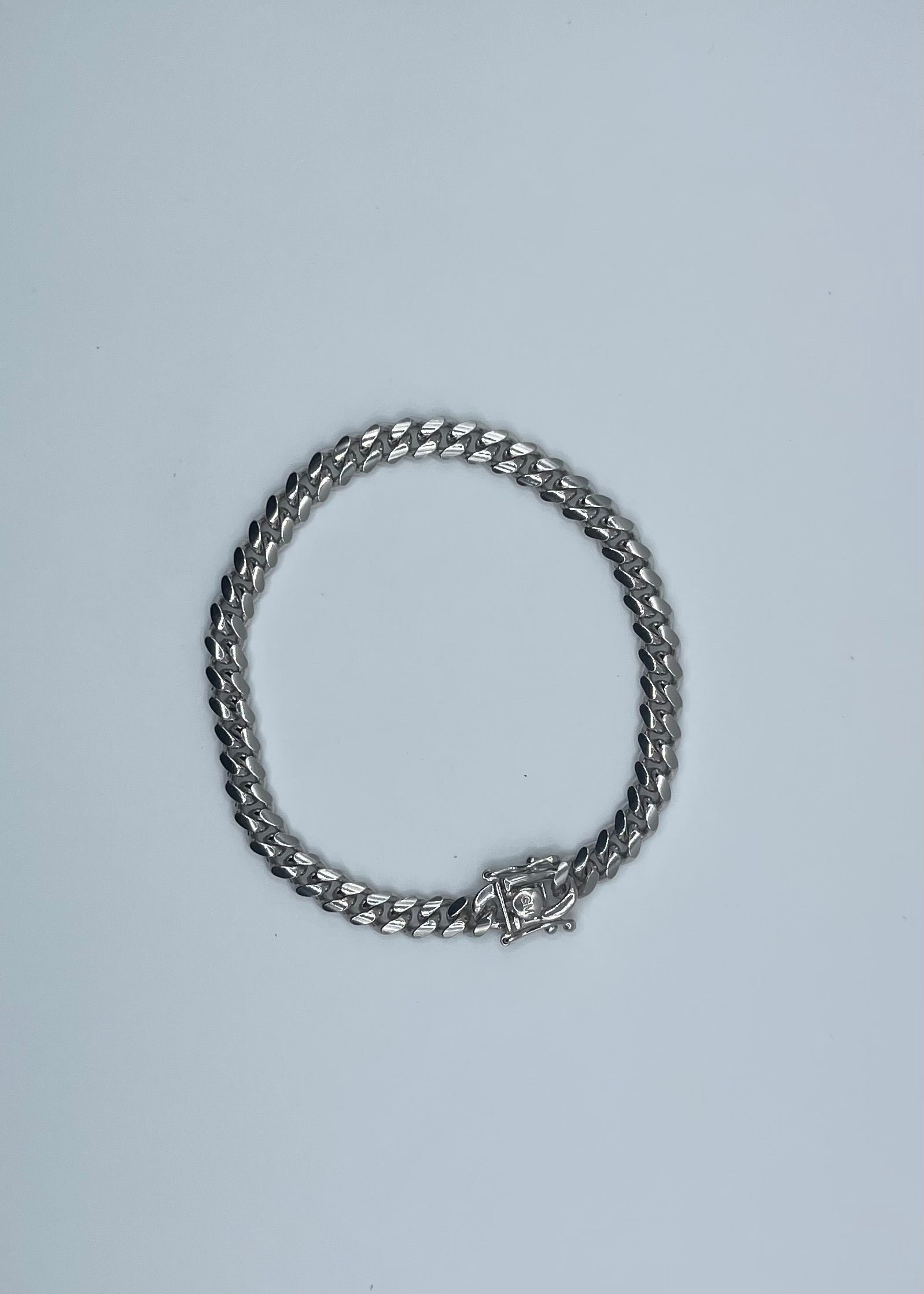 Rhodium Plated Sterling Silver Miami Cuban Link Bracelet - 8"