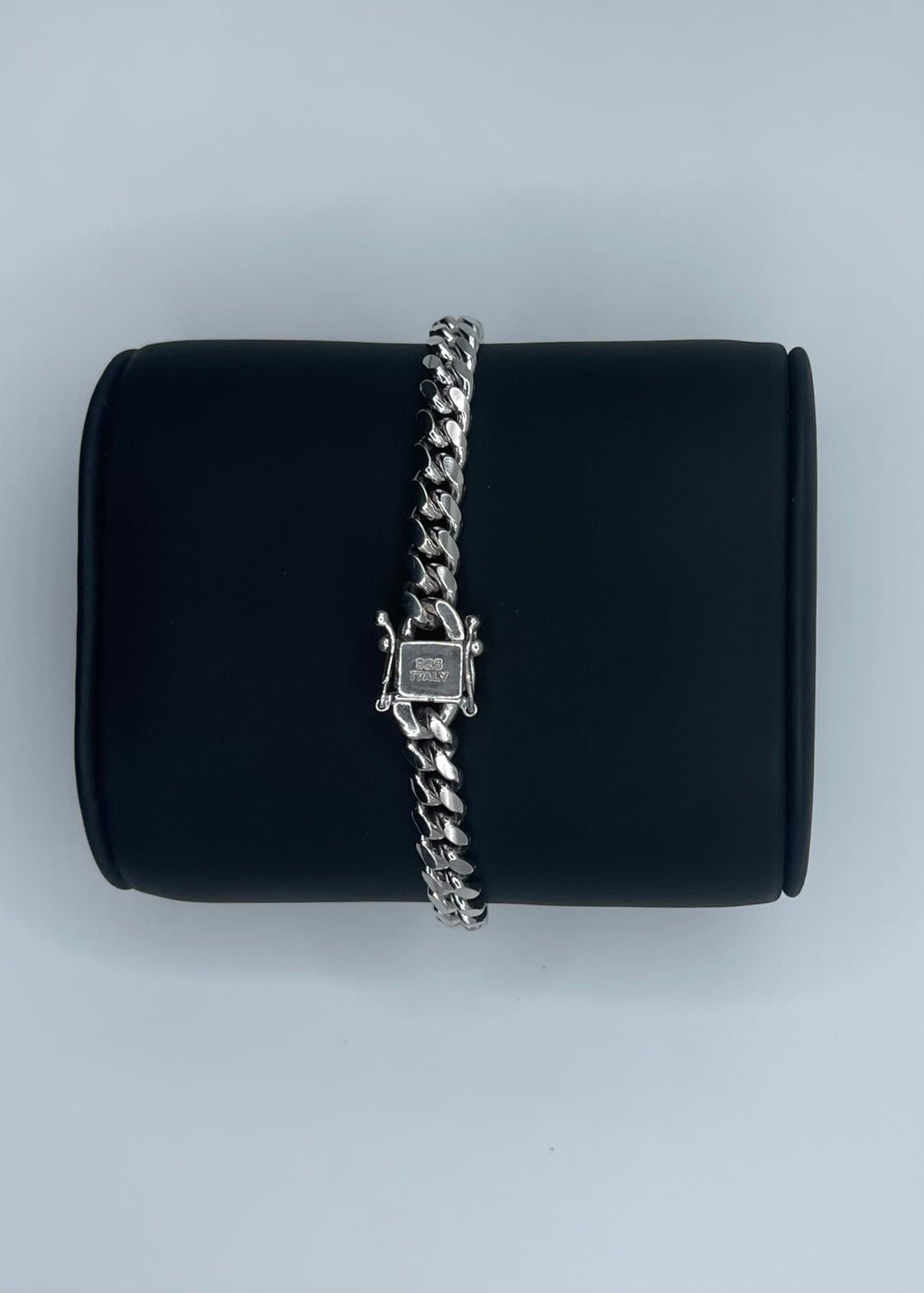 Rhodium Plated Sterling Silver Miami Cuban Link Bracelet - 8"