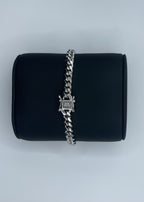 Rhodium Plated Sterling Silver Miami Cuban Link Bracelet - 8"