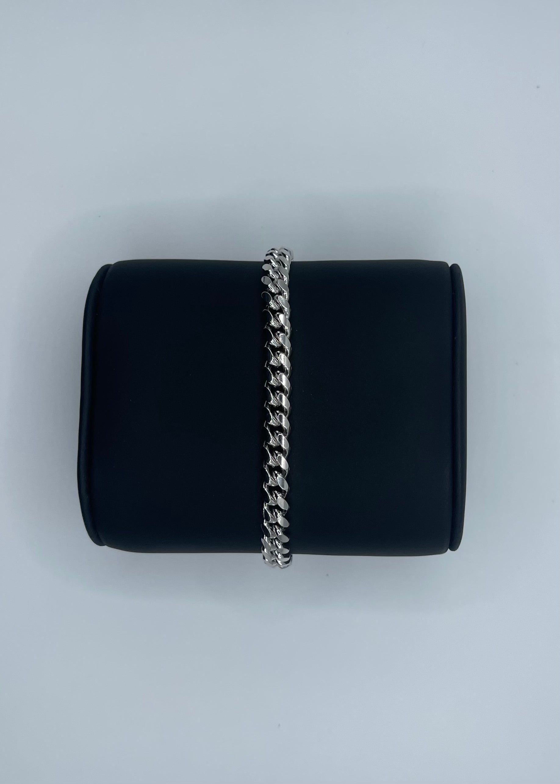 Rhodium Plated Sterling Silver Miami Cuban Link Bracelet - 8"