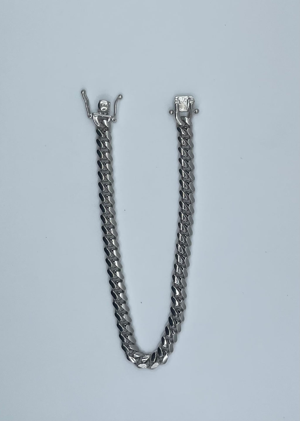 Rhodium Plated Sterling Silver Miami Cuban Link Bracelet - 8"