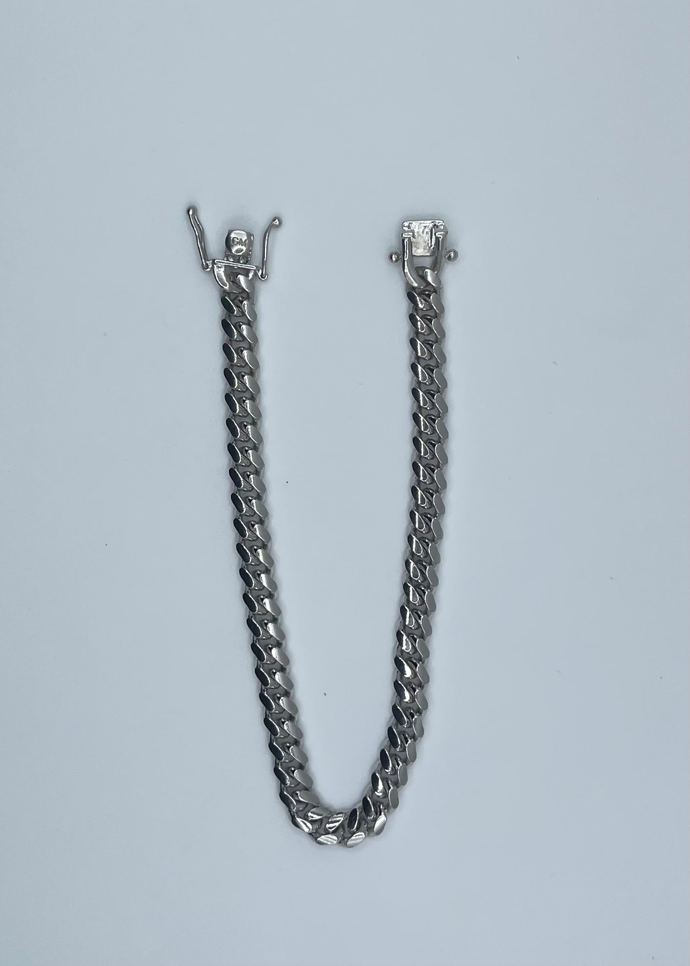 Rhodium Plated Sterling Silver Miami Cuban Link Bracelet - 8"