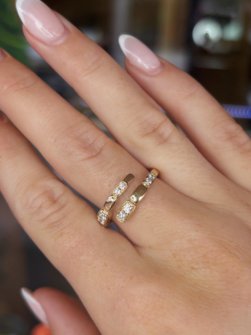 14K Yellow Gold Diamond Snake Ring
